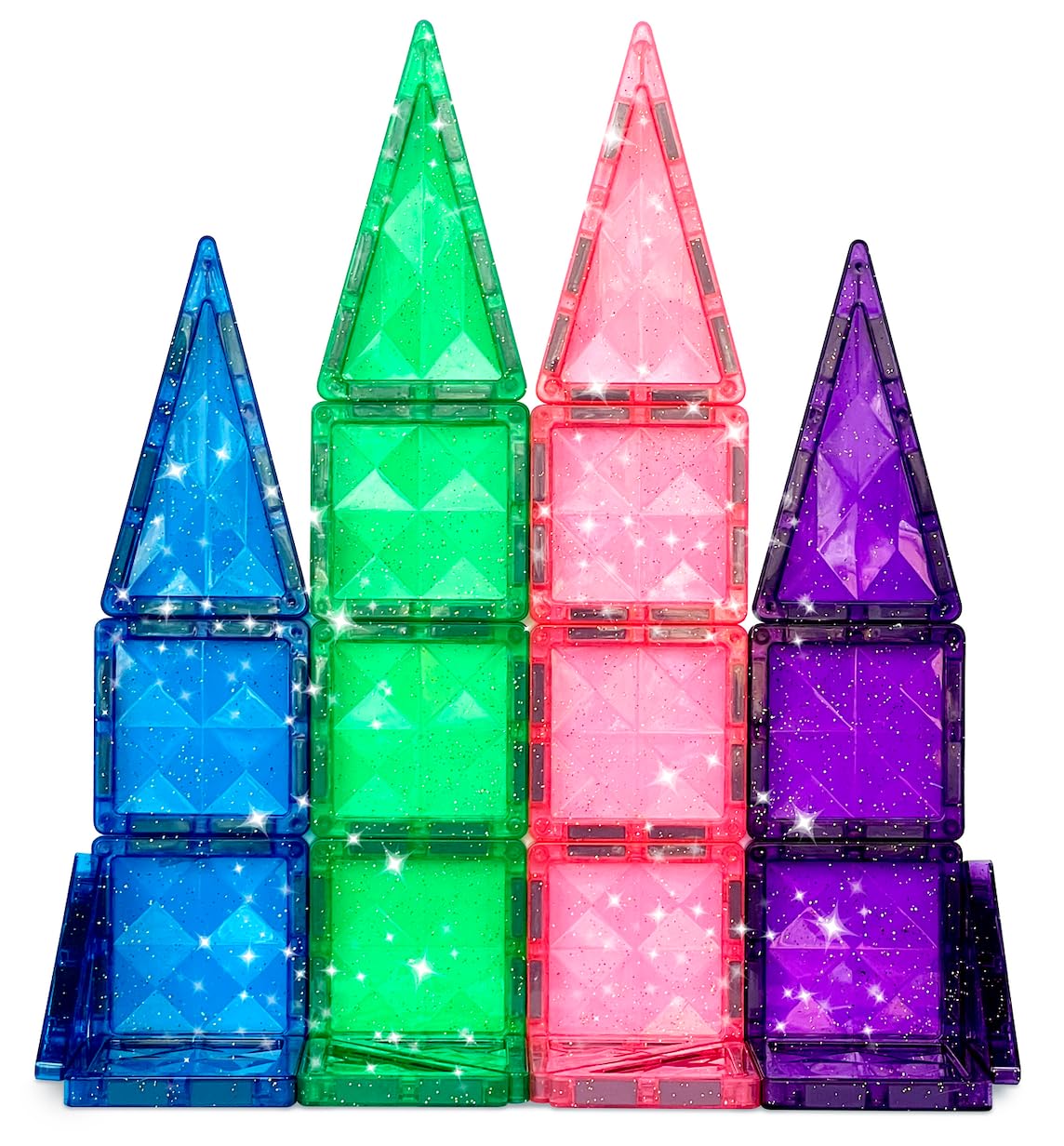 Createon Crayola Mini Magnetic Pip-Tiles, Building Set For Kids, Magnetic Building Easter Toys For Kids, Stem Travel Toys For Boys And Girls Ages 3+, 24-Piece Set (Glitter)