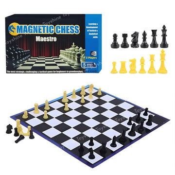 Toyshine Magnetic Chess Game Set  Portable Foldable Chess Board with Magnetic Pieces | Educational Strategy Game for Kids, Begi