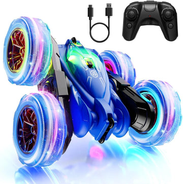 Remote Control Car, Rechargeable Fast Direct Charging RC Cars with Colorful Light, Double Sided 360 Flips RC Stunt Car 2.4Ghz 4W
