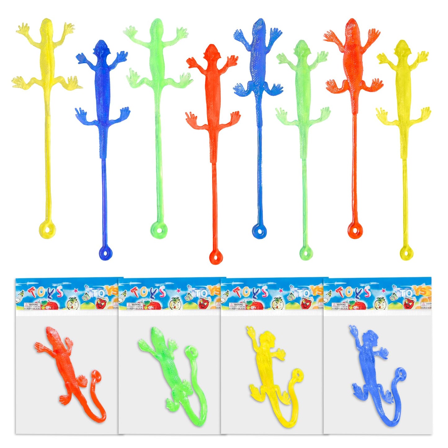 Yeetec 12 Pack Sticky Gecko Stretchy Sticky Lizards Sensory Toys for Kids Birthday Party Favors, Reptile Themed Party Supplies B