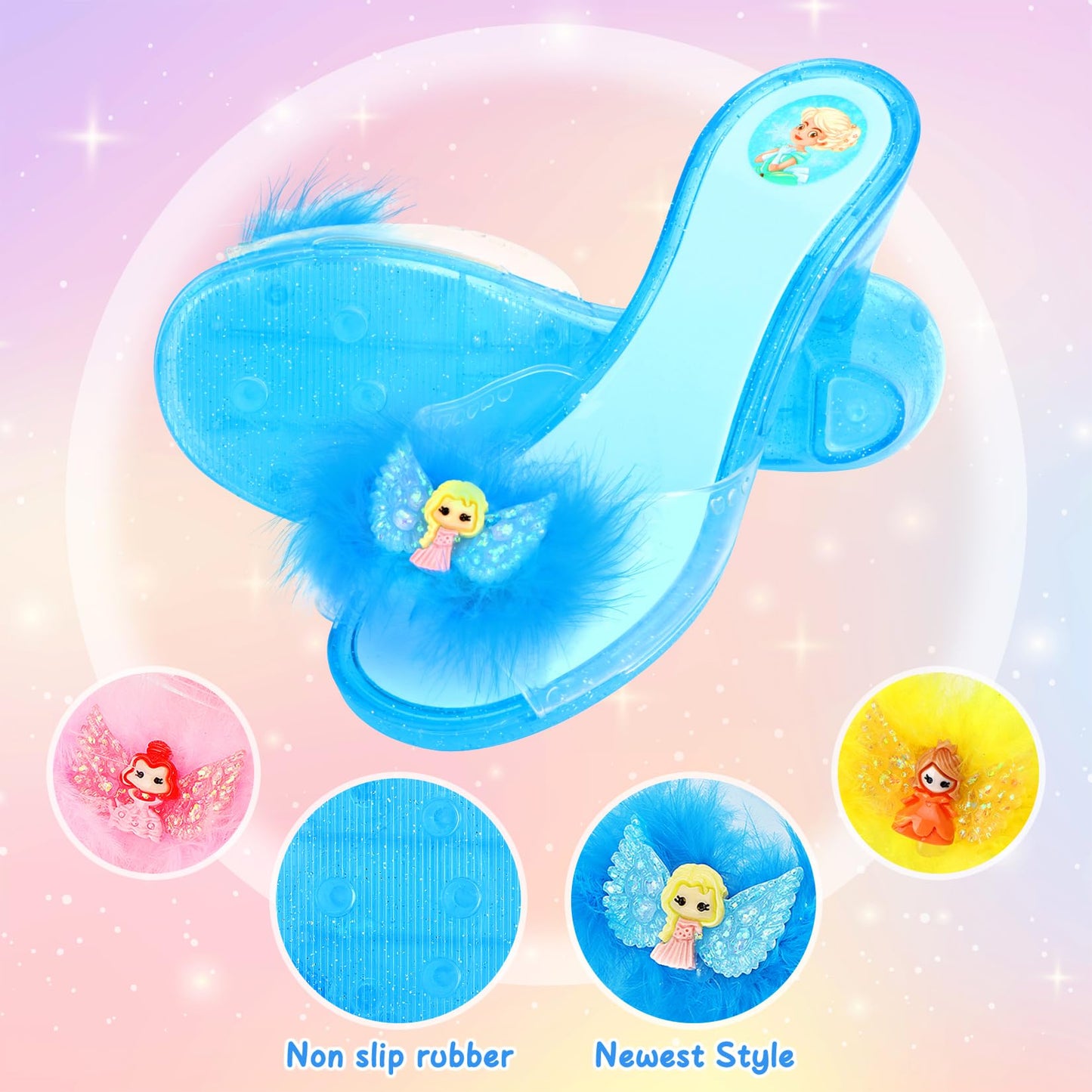 Princess Dress Up Shoes Set, Girls Role Play Dress Up Toys,Toddler Pretend Play Crown Kit Gift Set For Little Girls Aged 3-6 Yea