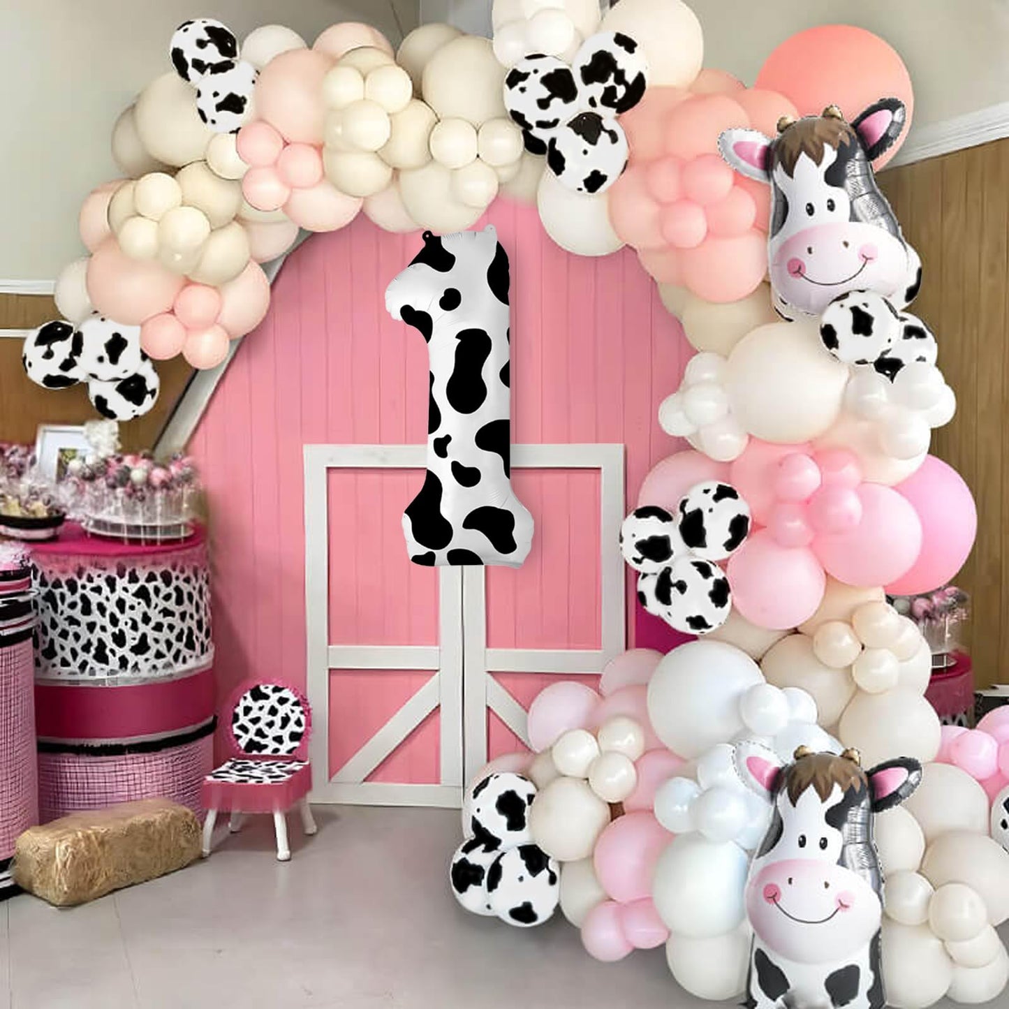 40 Inch Cow Print Balloon, Number 1 Balloons Cow Balloons For 1St Birthday Decoration, Large Cow Number Balloons For Western Par