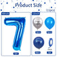 FunHot 40 Inch Blue Number 7 Balloon Set - 11Pcs Latex & Foil Balloons for 7th Birthday Party Decorations