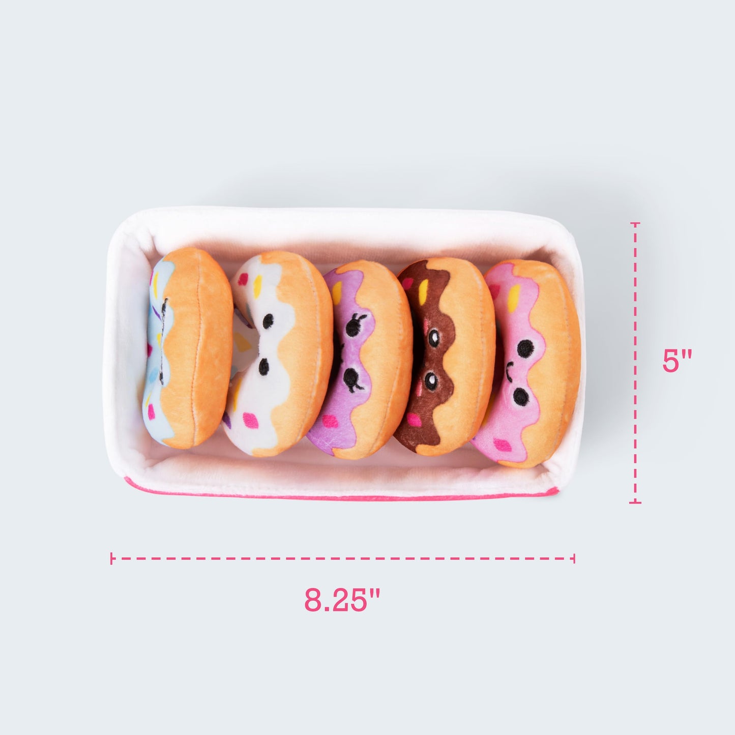 WHAT DO YOU MEME? Emotional Support Donuts Plushies Set, 5 Cuddly Toys with Basket, Multi-Color, Soft Polyester, Model ESDO587