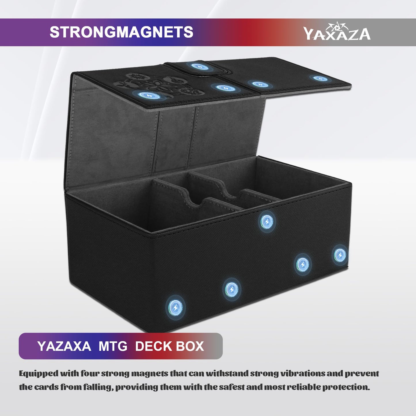 Yaxaza Durable Double Layer Card Box With Dice Tray For Mtg Commander Deck Box, Protects 200+ Double Layer Cards, Designed For M