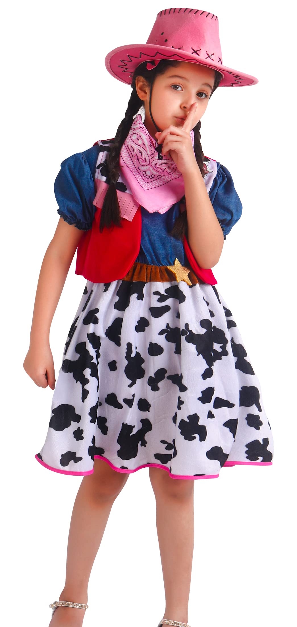 Doxrmuru Cowgirl Costume For Girls Halloween Western Rodeo Dress Up Outfit With Cowgirl Hat 3-4T Years