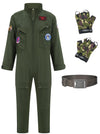 Gz-Laopaitou Kids Fighter Pilot Costume, Boys Air Force Flight Suit, Aviator Dress Up Costume For Halloween Cosplay