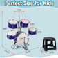 Kids Drum Set 5 Piece Toddlers Jazz Drum Kit With Stool Musical Instrument Toys For 3 4 5 6 7 Year Old Boys Girls Birthday Gift