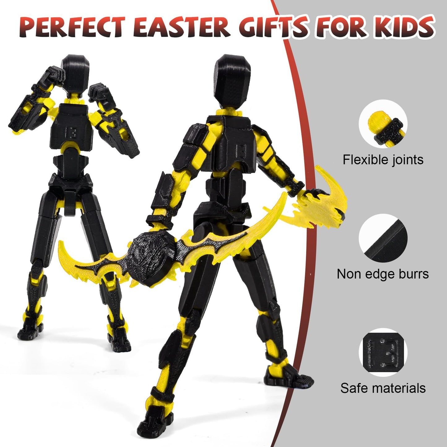Memogizz T13 Action Figure Set, Pre-Filled Easter Egg With 3D Printed Toy, Easter Basket Stuffers For Adults, 1Pack, Blackgold