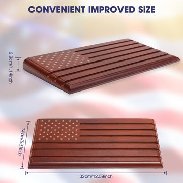 Liuyalo 6-Row Challenge Coin Display With United States Flag, Challenge Coin Holder Made Of 100% Solid Wood