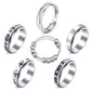 Mucal Anxiety Ring For Women Men 6Pcs Stainless Steel Anti Anxiety Rings With Beads Fidget Ring For Anxiety Spinner Rings For Anxiety Relief, Silver, 10