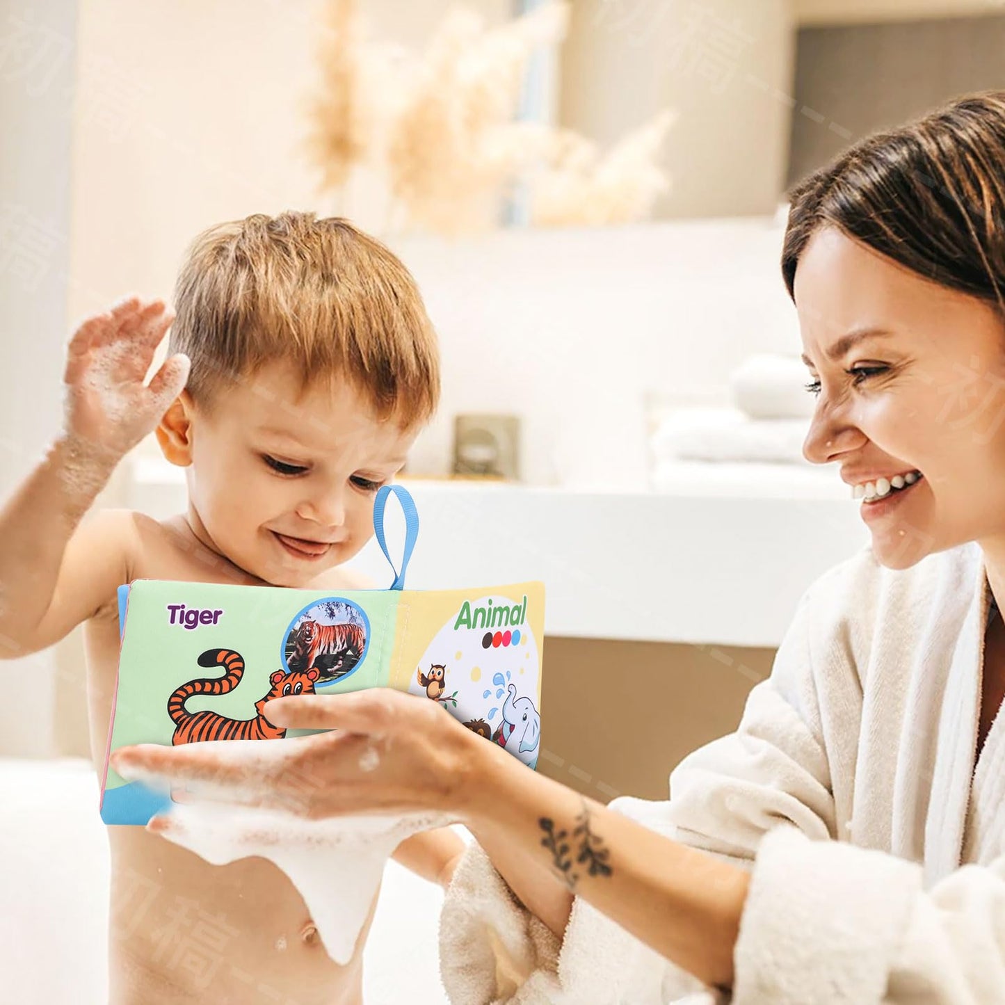 5Pcs Baby Bath Books For Toddlers Learning The Names Of Animals, Fruits, Vegetables, Transportation, Colorful Patterns, Non-Toxi
