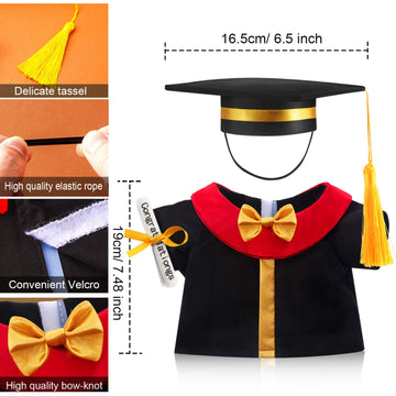 Set Of 1 Graduation Teddy Bear Clothes Cap & Gow Outfit Fits Make Your Own Most 14'' - 18'' Bear Plush Stuffed Animal Outfit Pet