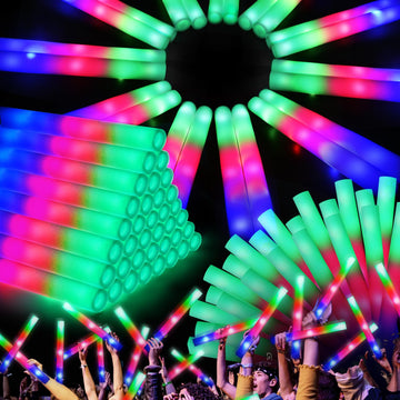 Olupp103 Pcs Led Foam Sticks, Bulk Glow Sticks With 3 Colors Flashing, Light Up Baton Wands For Kids, Glow Sticks Party Supplies