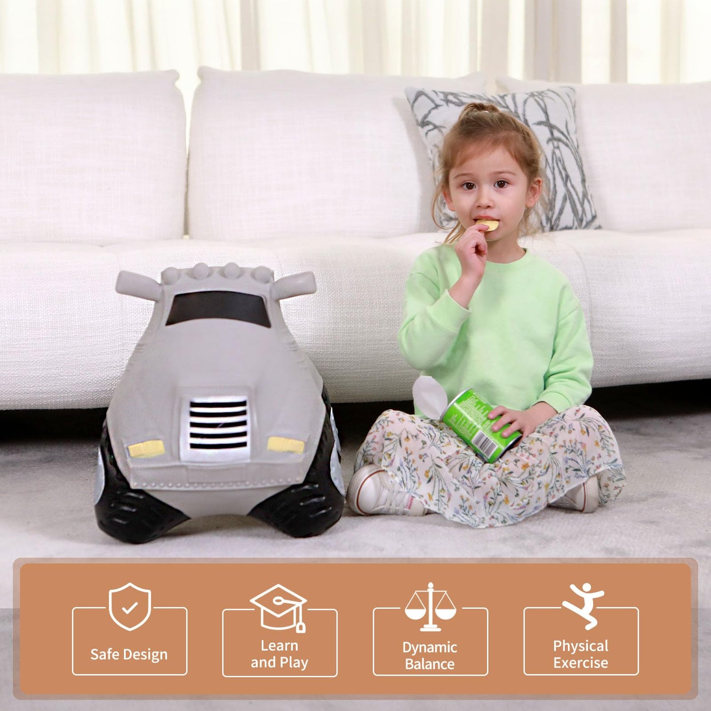 Inpany Kids Car Bouncy Hopper Toys, Toddlers Ride On Car, Inflatable Hopping Toys, Bouncing Buddies, Rubber Bouncer, Outdoor Ind
