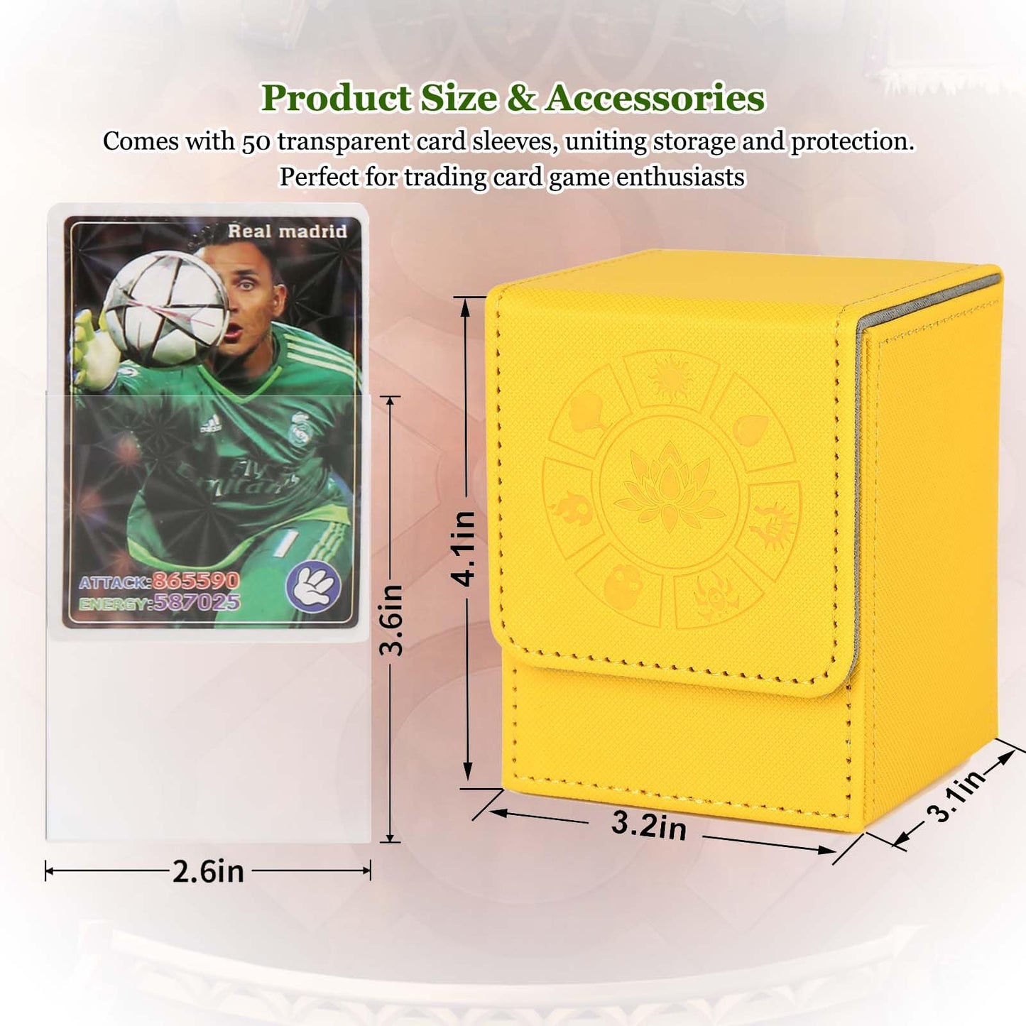 Arkeiliy Mtg Deck Box With 50 Pcs Card Sleeve, 110+ Card Storage Leather Deck Box For Magic Commander, Collectible Trading Card