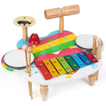Aklot Hand Held Drum Percussion Musical Educational Instrument For Adults Party Kids Dance & Song Accompaniment (Kid Drum Set, 1