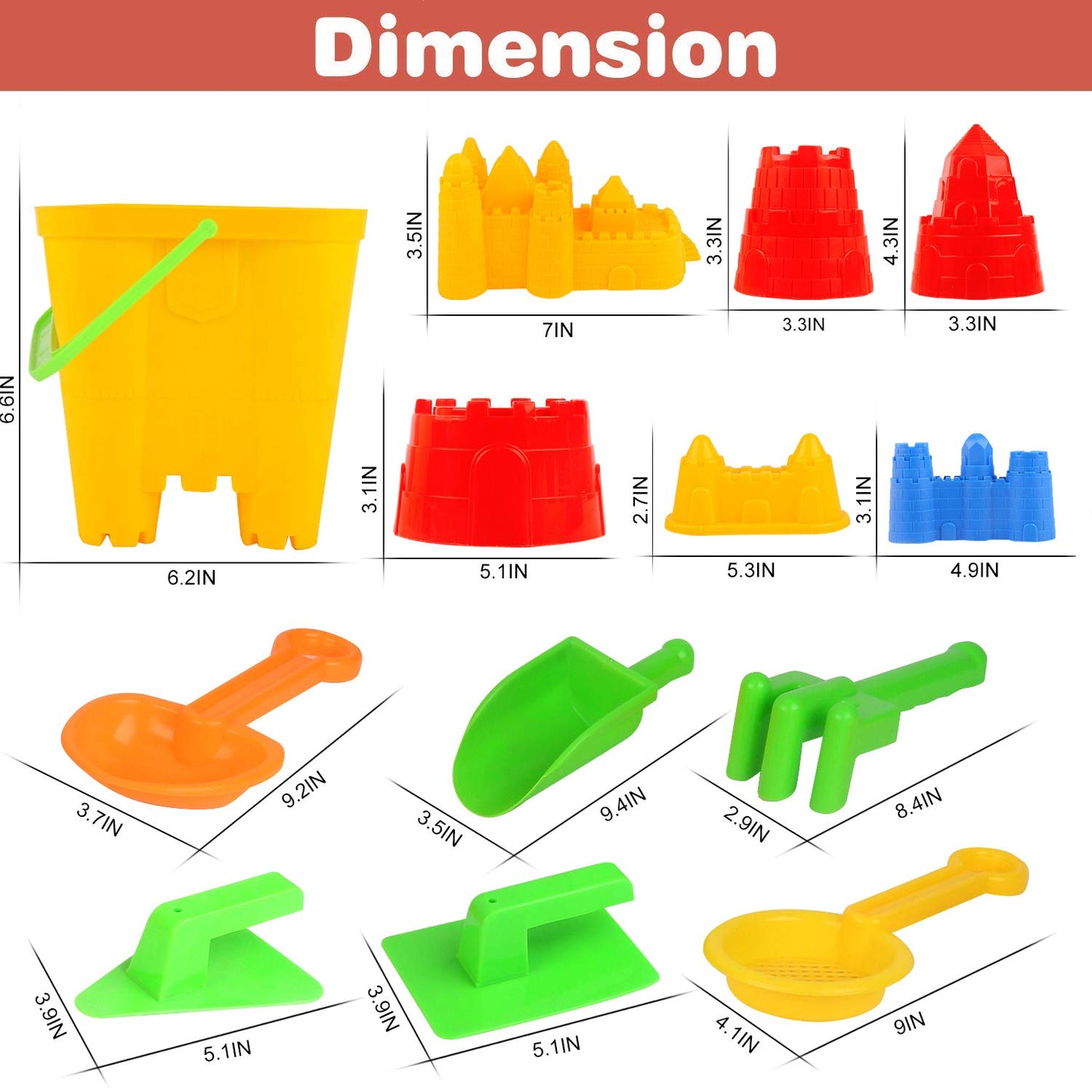 Liberty Imports 15-Piece Sand Castle Building Kit - Ultimate Beach Toy Set with Large Bucket, Rake, Shovels, Molds, and More - I