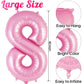 Pink Number 8 Balloon 40 Inch, Big Large Foil Helium Number Balloons, Jumbo Giant Mylar Number 8 Balloons For 8 Year Old Birthda