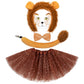5 Pcs Lion Costume Set Lion Ears Headband Tail Bowtie Tutu Skirt And Lion Face Sticker For Girls Kids Halloween Cosplay Party
