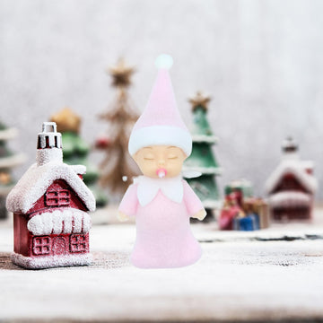 Lovelfstory Elf Accessories Sleeping Baby, Tiny Christmas Elf Girl And Boy Baby Doll For Xmas Gift (Pink)