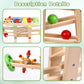Qilay Wooden Wooden Race Track Toddler Toys For 1-3 Year Old Boy And Girl, Wooden Car Ramp Racer Toy Vehicle Set With 4 Balls &