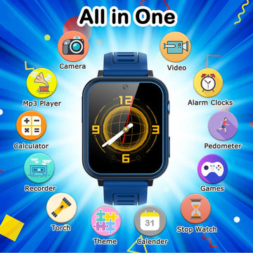 Kids Game Smart Watch For Kids With 24 Puzzle Games Hd Touch Screen Camera Music Player Pedometer Alarm Clock Calculator Flashlight 12/24Hr Kids Watches Gift For 4-12 Year Old Boys Toys For Kids