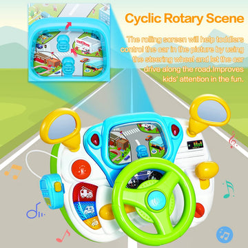 Fisca Toddler Steering Wheel Toy Baby Interactive Learning Toy For Toddler 1-3 Year Old, My First Driving Educational Baby Musical Toy With Light And Sound For Preschool Kids