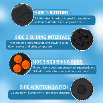 Fidget Dodecagon –12 Sided Fidget Toys For Adults And Kids-Stress Cube Fidget Toy For Stress Relief & Focus, Easter Basket Stuffers Gift Idea (A1 Black)