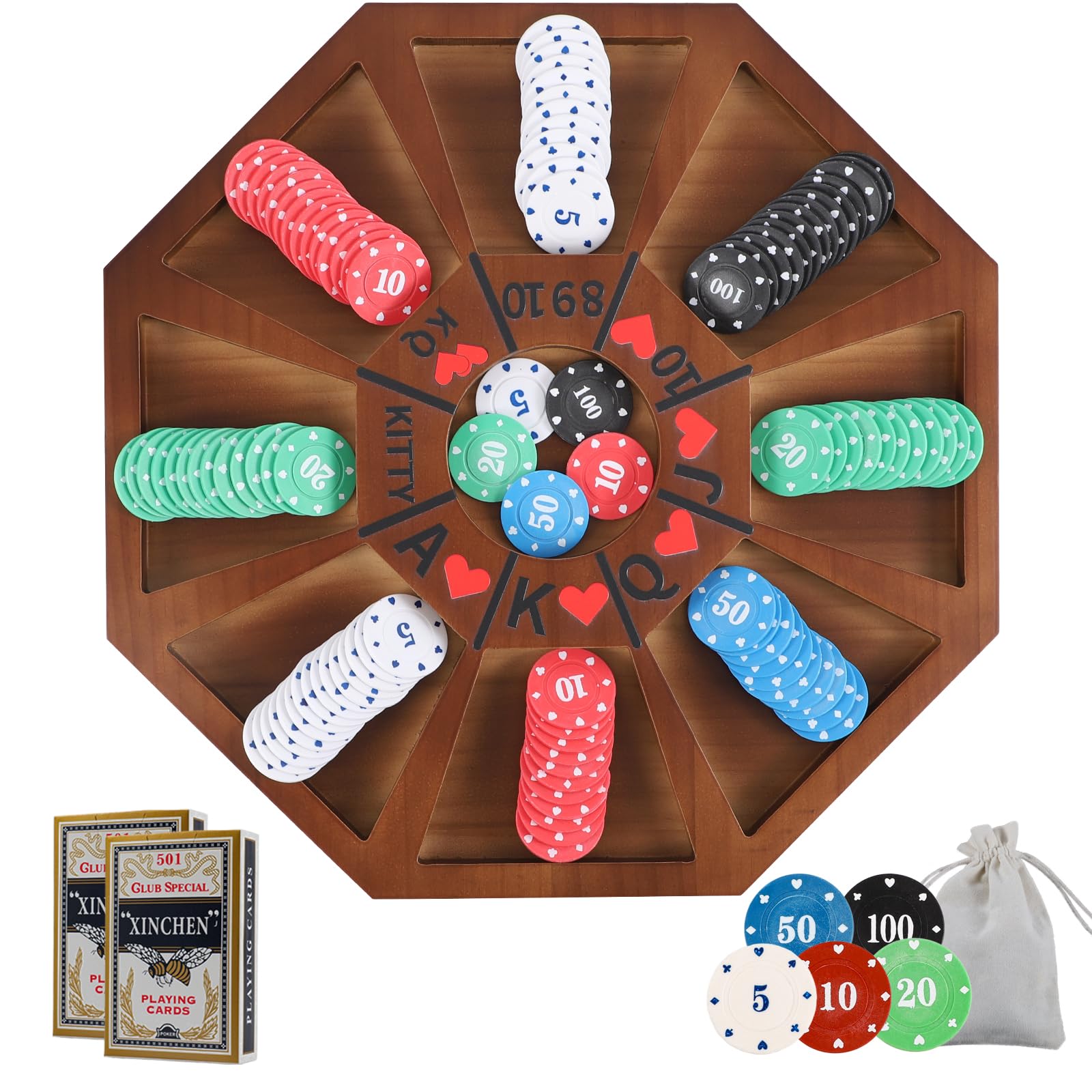 Jyquorp Michigan Rummy Board Game Deluxe Set Perfect Blend Of A Royal Game Of Hearts Rummy Poker Wooden Tripoley Game Betting Bl