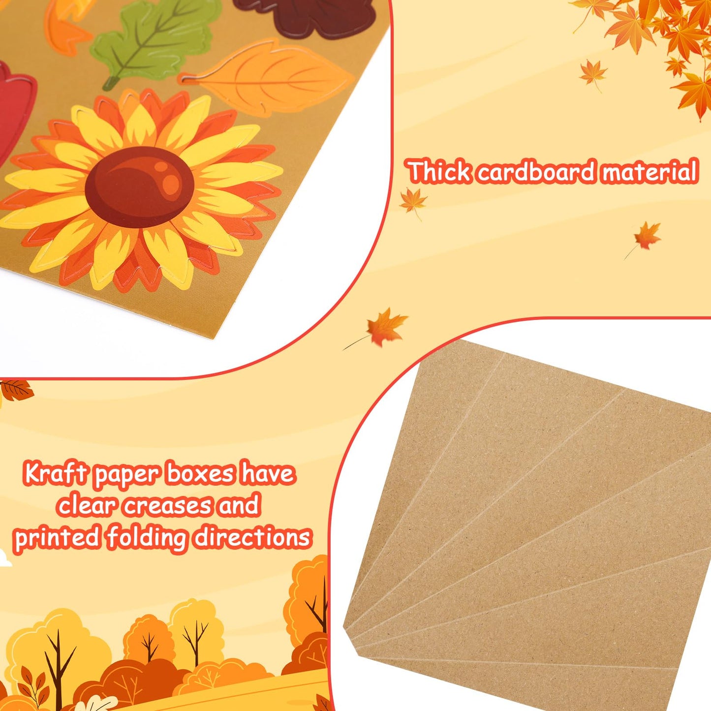 JULBEAR 25 Sets Fall Craft Kits, DIY Flower Bouquet Crafts with Kraft Paper Flower Cardstock Green Straws for Thanksgiving Craft