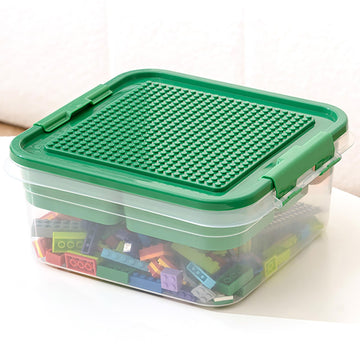 Toys Storage Organizer Bins For Lego, Building Blocks Storage With Building Baseplate Lid, Storage Containers For Building Brick