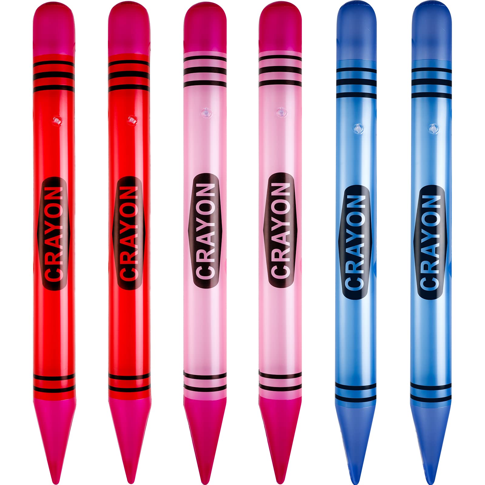 Raiten 6 Pcs Inflatable Crayons Jumbo 41.34 Inch Big Blow up Crayon Set Thick Large Inflatable Crayon Decorations Giant Crayons 