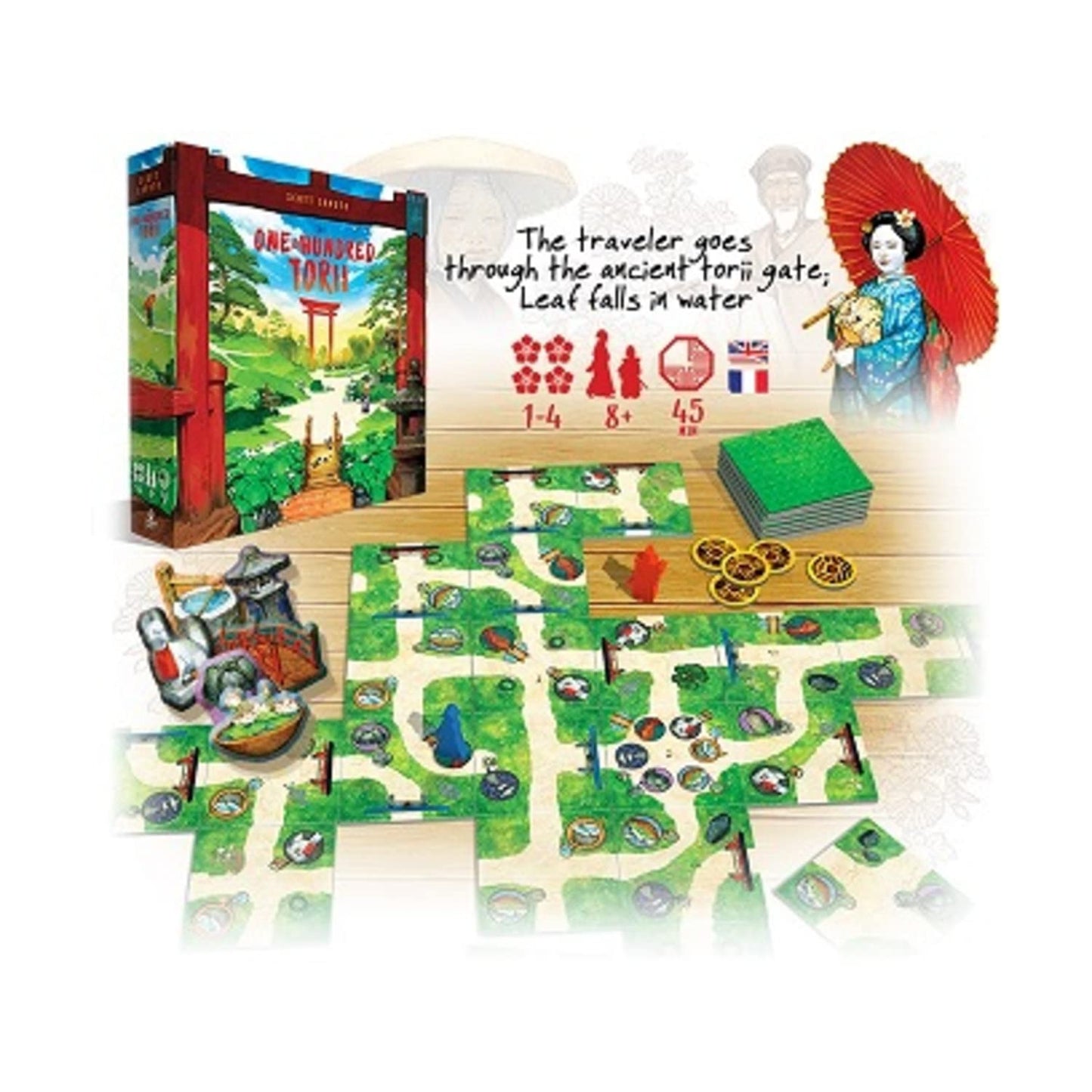 Pencil First Games The One Hundred Torii Board Game - A Beautiful, Serene Tile-Laying Game in a Japanese Garden by Pencil First