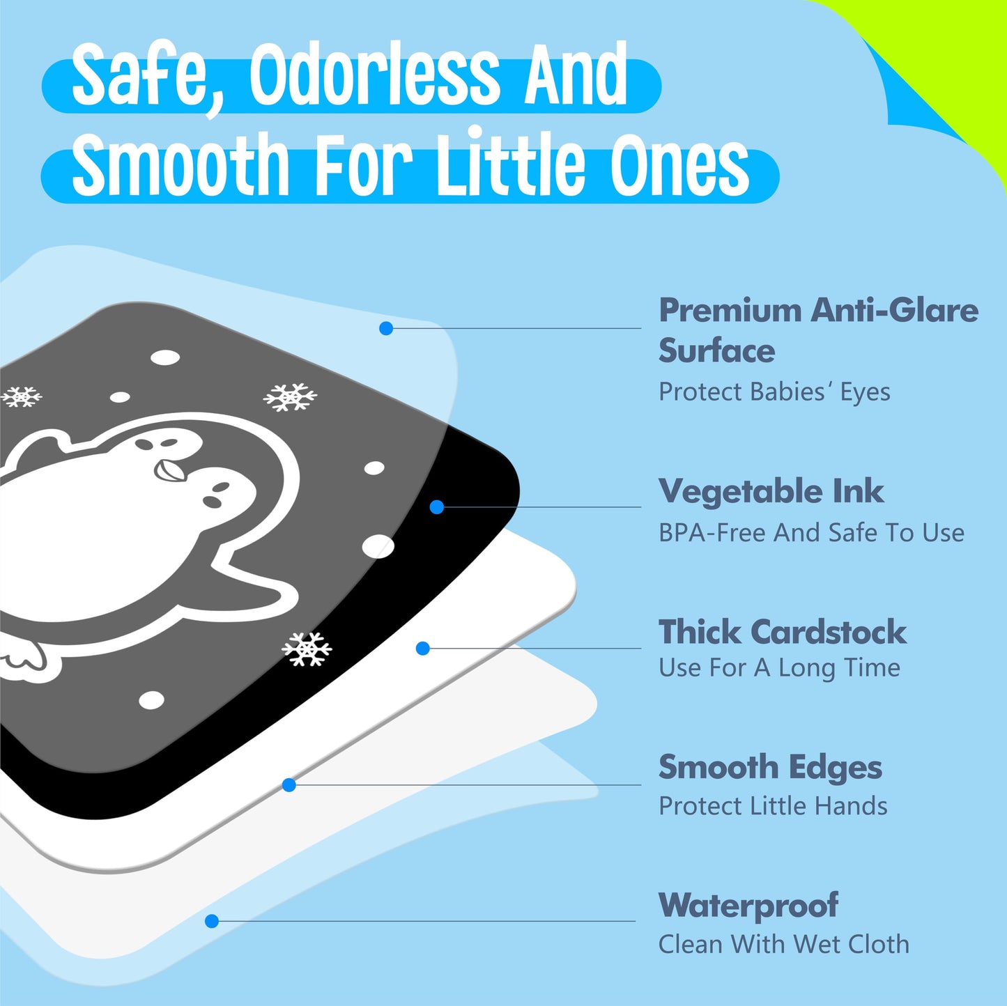 20 PCS Baby Visual Stimulus Cards, Double-Sided High Contrast Black and White Flashcards Visual Sensory Development Montessori C