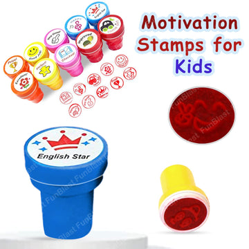 Funblast 10 Pcs Motivation Stamps For Kids - Plastic Stamps Toys Art & Craft For School Supplies Toys For Kids/Boys/Girls- Multi