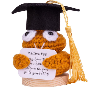 Cofubcad 2025 Graduation Gift Emotional Support Cucumber Graduation Cap Gift, Cute Knitted Crochet Cucumber Doll With Doctoral Hat Toy With Room Decoration(A6)