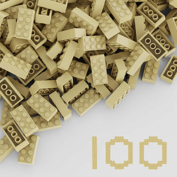 Classic Building Bricks 100 Pieces 2X4 Apricot Yellow, Classic Brick Block Parts And Pieces 3001, Compatible With Lego, Age 6+ C