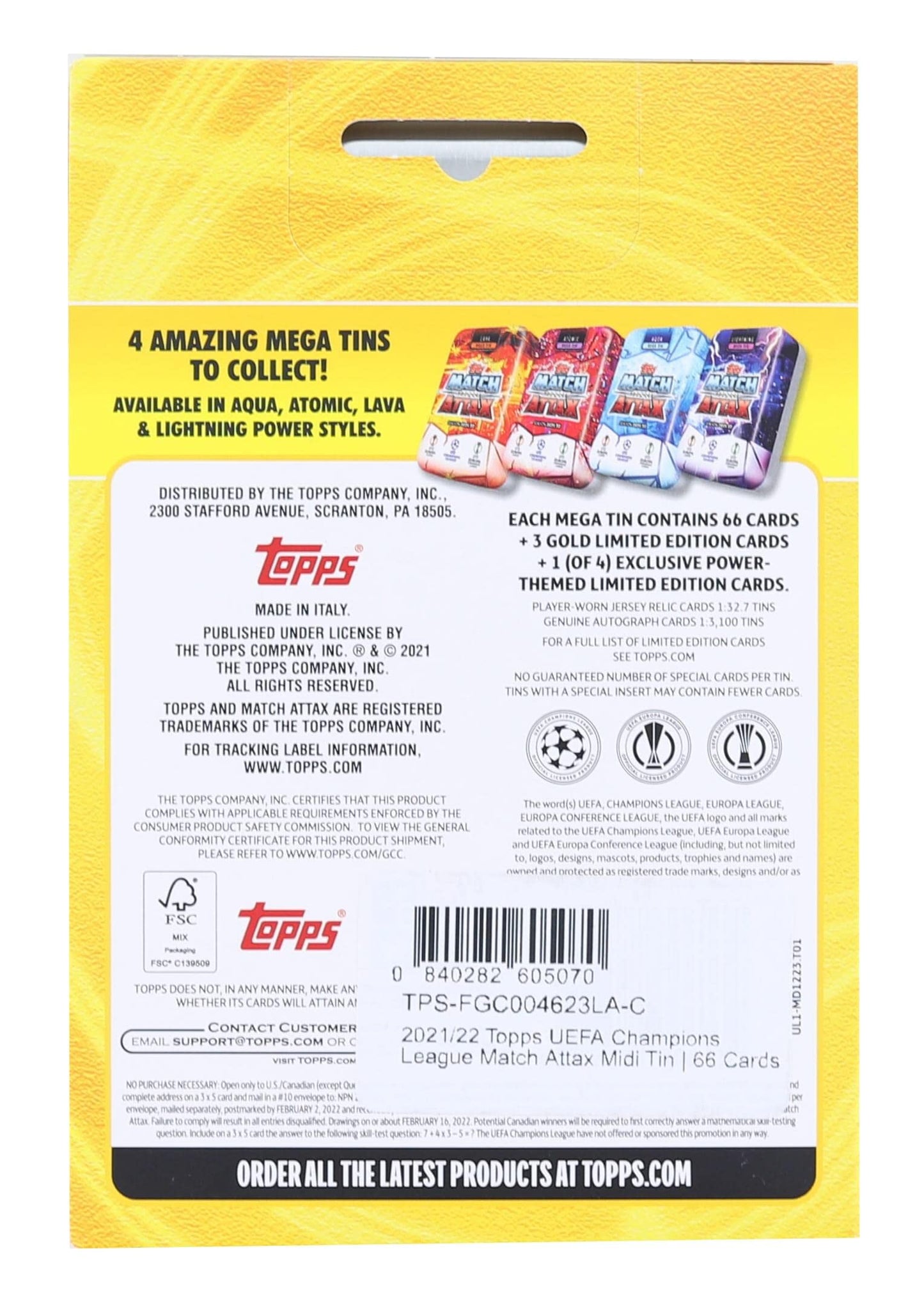 2021/22 Topps Uefa Champions League Match Attax Mega Tin | Lava