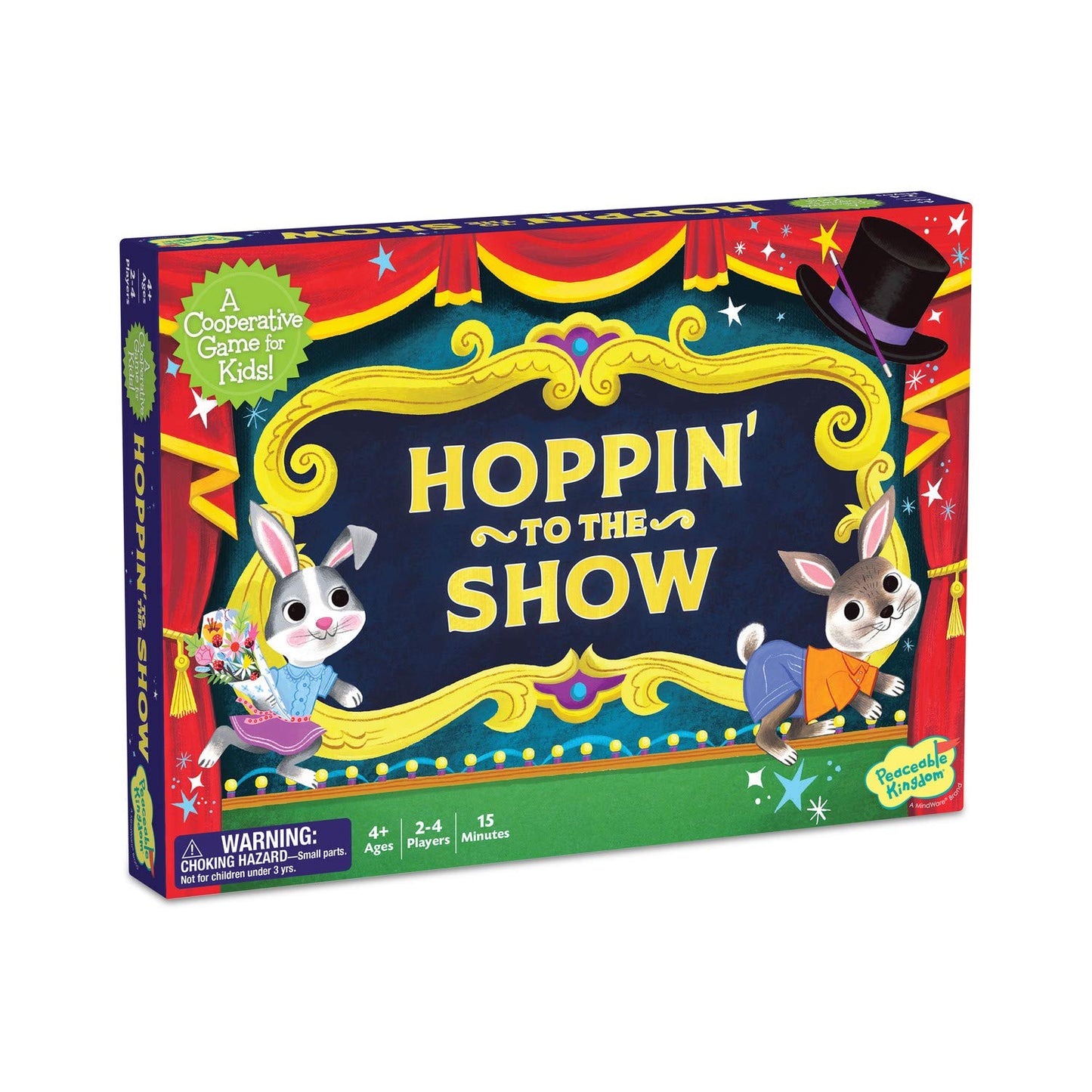 Peaceable Kingdom Hoppin' to The Show Cooperative Game, Cards, 8.98" x 12.6", Model 115383, Fun for Kids