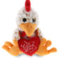 DolliBu I Love You Valentine Plush Sitting Rooster - Cute Stuffed Animal with Red Heart and Name Personalization Gift for Valentines Day  Birthday  Anniversary  Romantic Date - 6.5 Inches