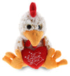 DolliBu I Love You Valentine Plush Sitting Rooster - Cute Stuffed Animal with Red Heart and Name Personalization Gift for Valentines Day  Birthday  Anniversary  Romantic Date - 6.5 Inches