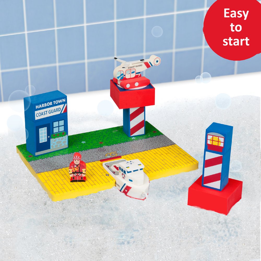 Bathblocks Floating Coast Guard Set, Red & Whte