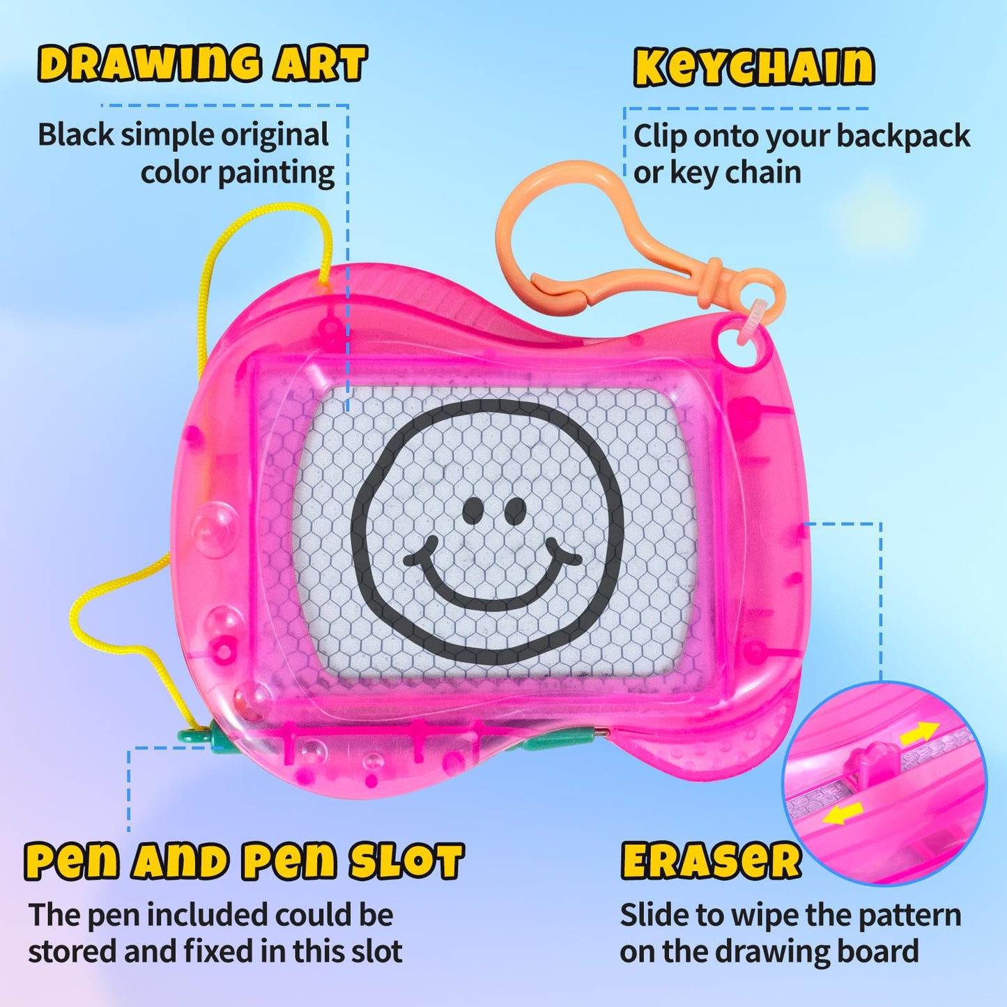 36 Pack Mini Magnetic Drawing Board for Kids, Backpack Keychain Clip Drawing Boards Goodie Bags Stuffers, Erasable Doodle Sketch