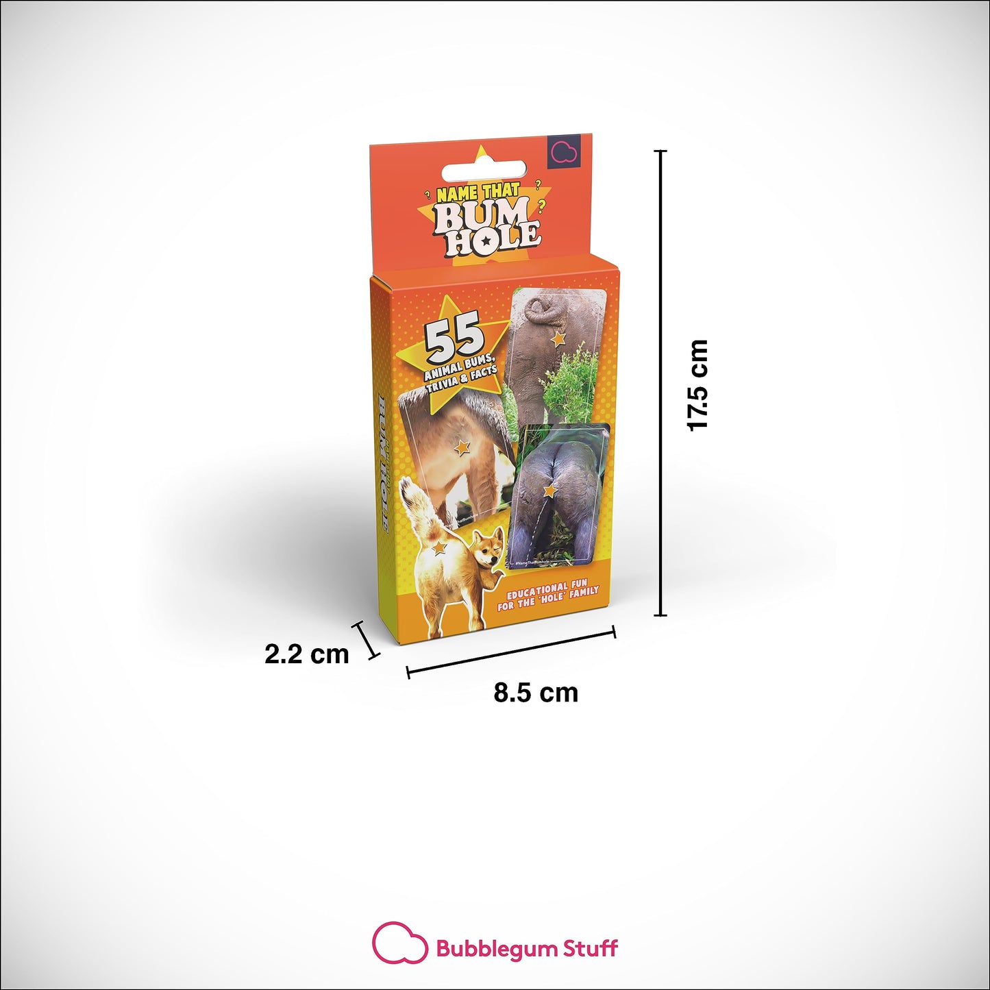 Name That Bumhole - Guess The Animals From Their Bumholes - Animal Trivia Game - 55 Flashcards 4.9''X3.2'' (12.5X8.1Cm)