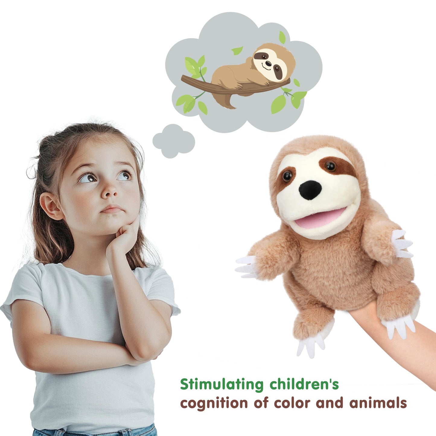 Easfan Sloth Hand Puppet With Movable Mouth Interactive Storytelling Cute Soft Plush Toy Creativity And Imagination Easter Chris