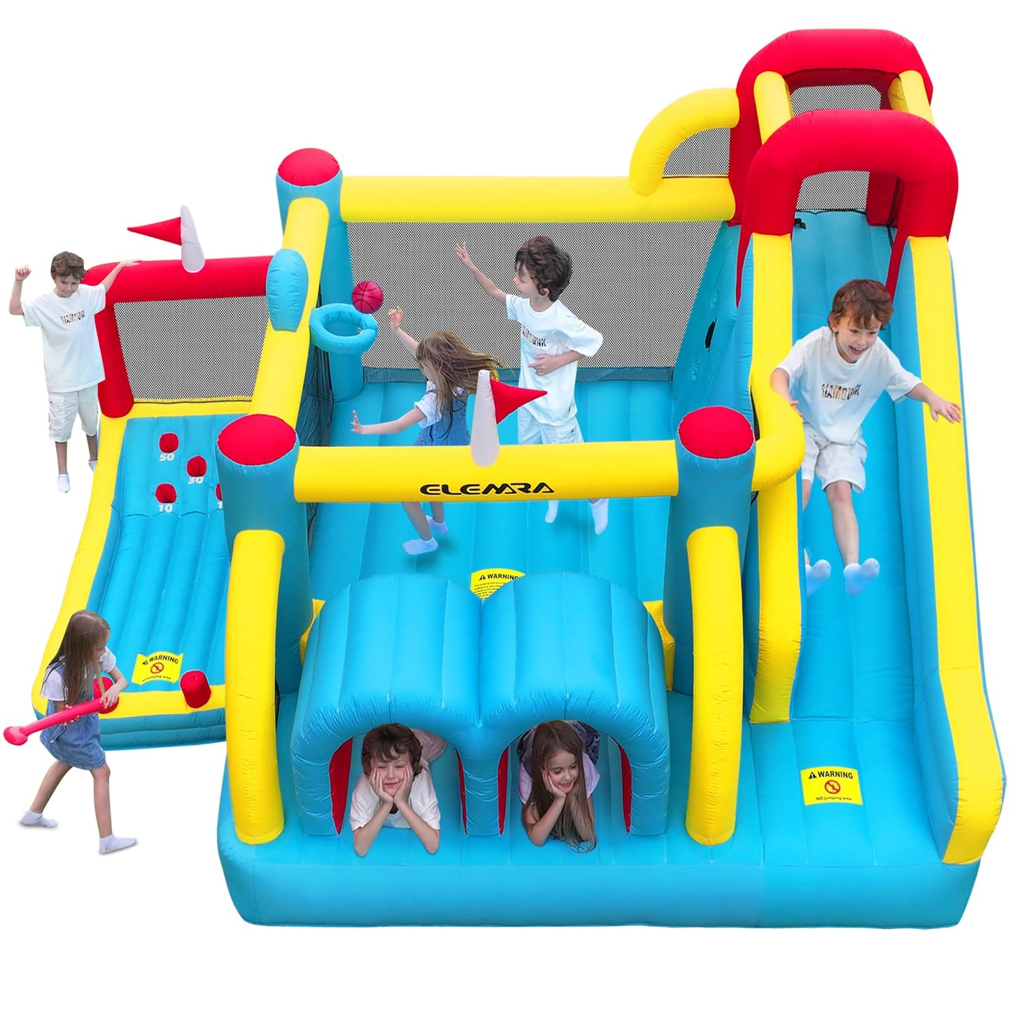Elemara 7 In 1 Big Inflatable Bounce House, 15X12’Xl Golf Inflatable Bouncer With 750W Blower, Bouncy House With Slide,Golf Area,Bouncer,Tunnels,Climbing Wall, Jumping Castle, Holds 6 Kids
