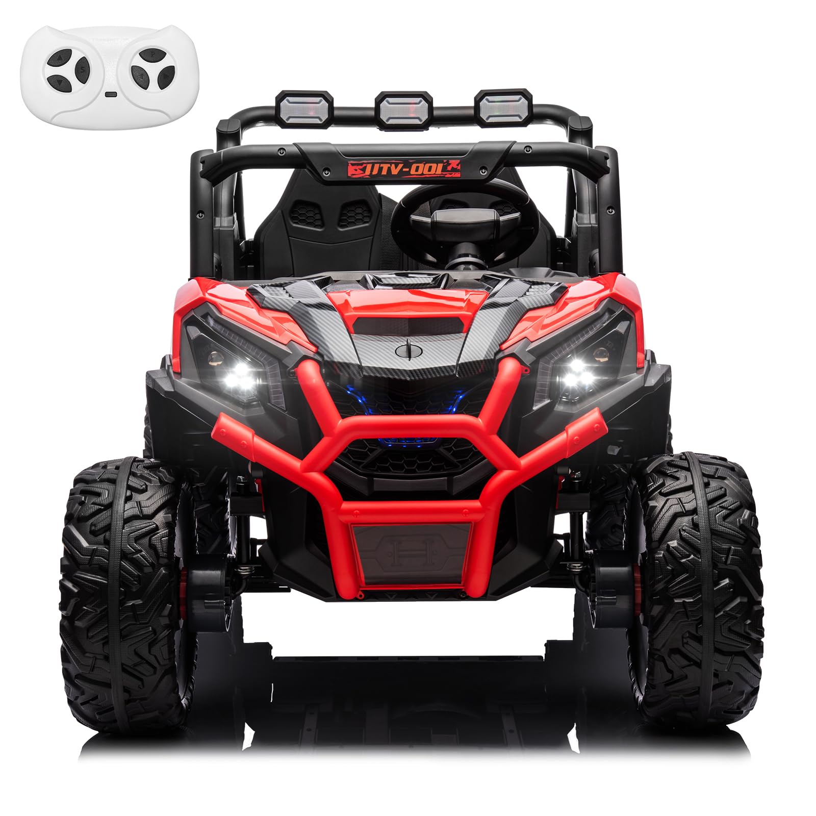 MOLACHI 24V Kids Ride on Car Truck  2 Seater Children Electric Cars  Kid Remote Control Vehicle with 200W Motors  3 Speeds  LED Lights  Spring Suspension  Music & Horn -Red