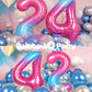 Rainbowq 24 Balloon Numbers 40 Inch For Women Big Starry 0-9 Foil Mylar Large Number 24 Balloons Happy 24Th Birthday Party Anniv