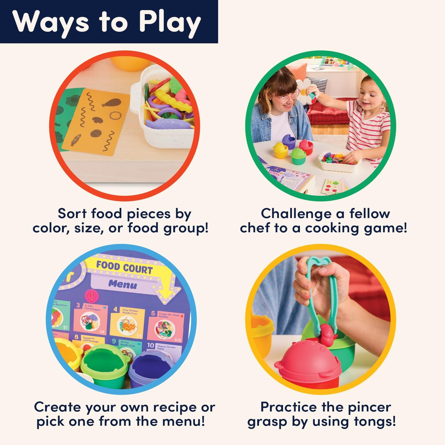 Battat Education - Play Food Set - Sorting Toy Food - Toddler Pretend Play Set - Fine Motor Food Toy - Learning Kitchen Toys - 3